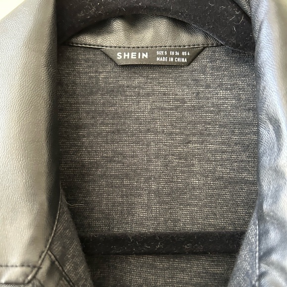SHEIN leather- like black jacket/ shacket - Picture 6 of 15